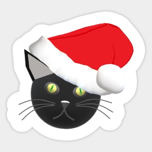 Christmas Kitty Cat Wearing a Santa Hat (White Background) Sticker